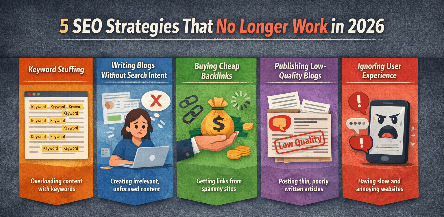 SEO strategies 2026 infographic showing 9 modern SEO techniques including AEO, GEO and AI SEO practices