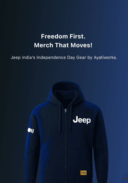 Jeep India Independence Day merchandise campaign, stylish UI/UX and sales-driving creatives by Ayatiworks