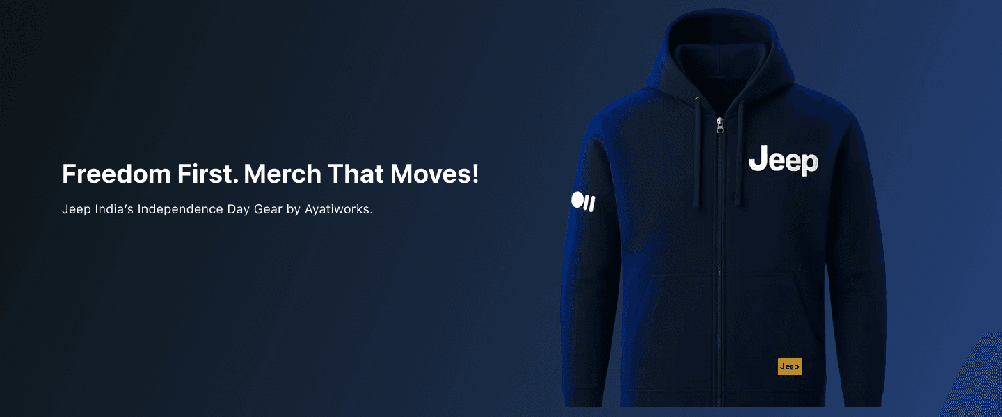 Jeep India Independence Day merchandise campaign, stylish UI/UX and sales-driving creatives by Ayatiworks